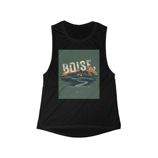 Boise Mountain River Graphic Tank - Women's Scoop Muscle Tank