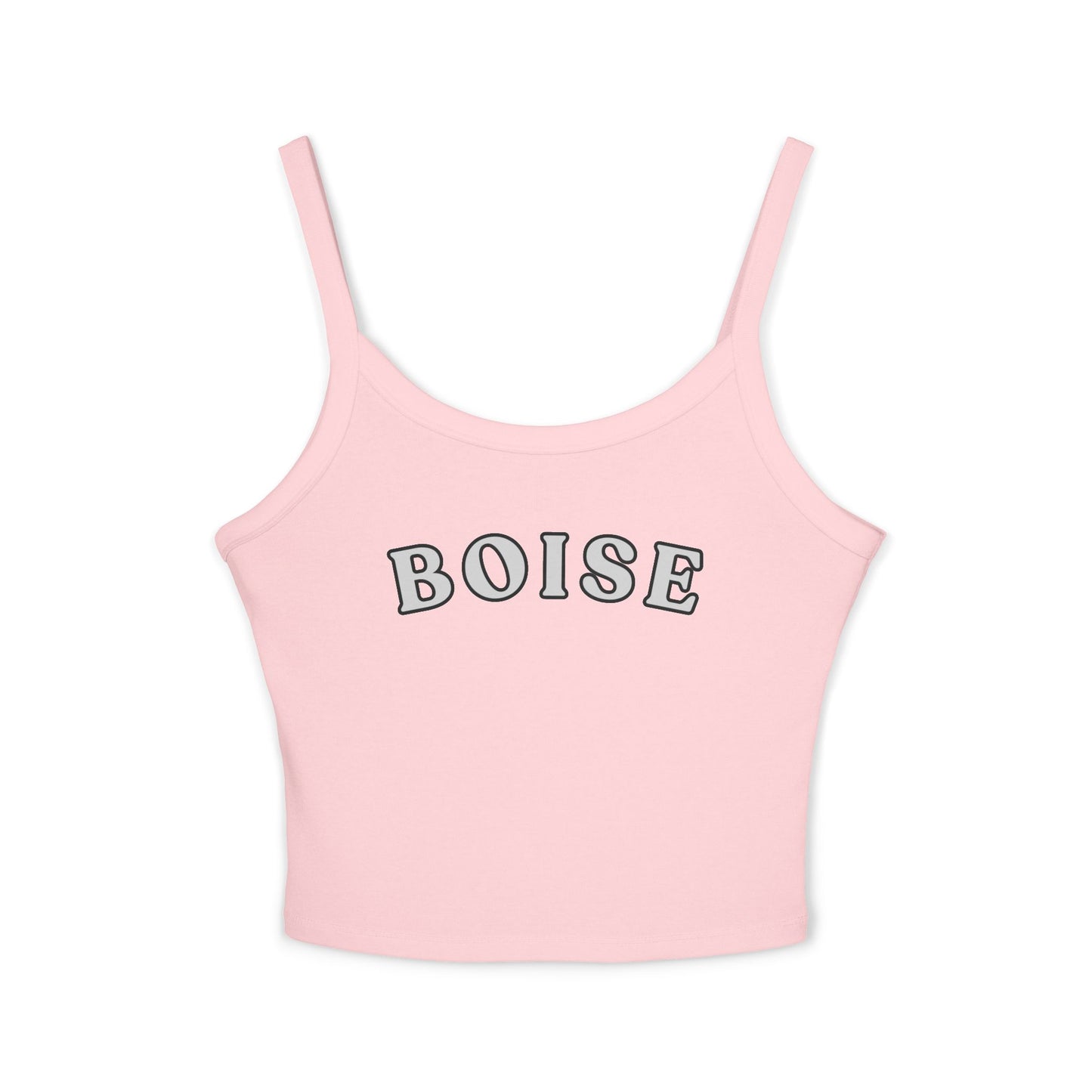Boise Cropped Spaghetti Strap Tank - Retro Collegiate Graphic