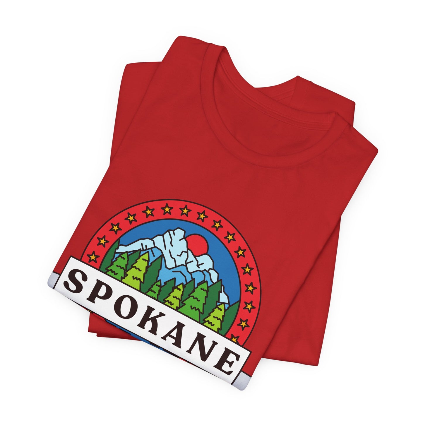 Spokane Mountain Badge T-Shirt – Scenic Riverfront Graphic Tee