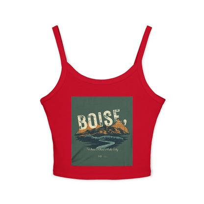 Boise Vintage Mountain Tank Top — Scenic River Spaghetti Strap Crop