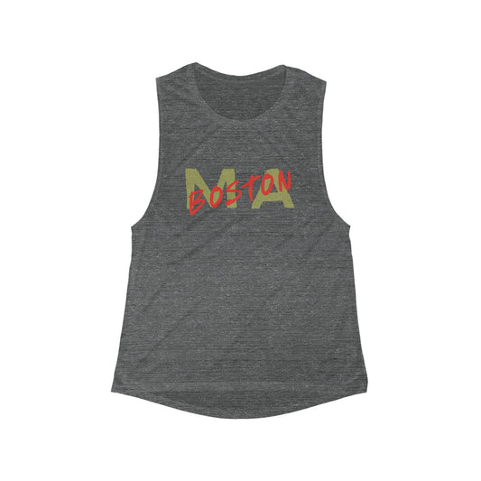 Boston MA Script | Women’s Flowy Scoop Muscle Tank | True North