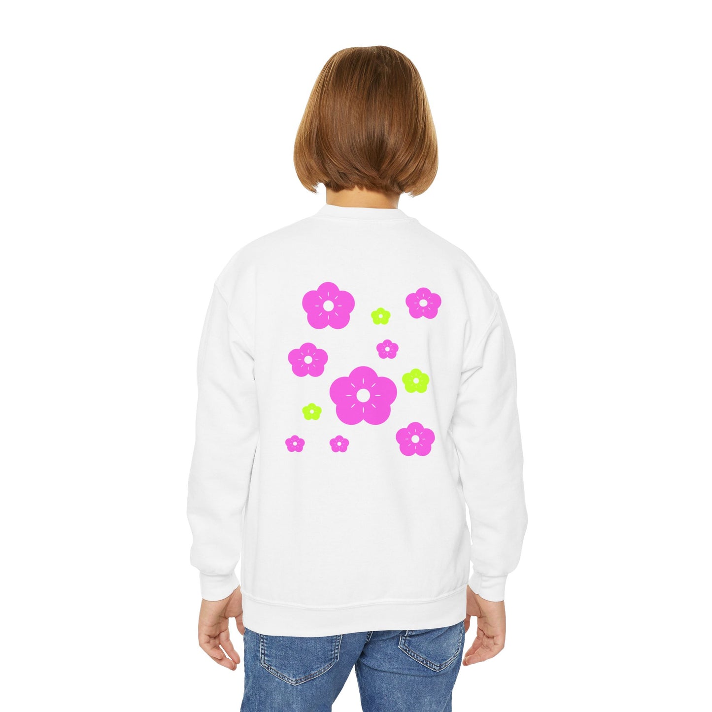 Colorful Butterfly & Flower Youth Crewneck Sweatshirt | Casual Wear | True North