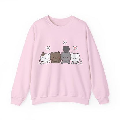 Cute Cat Crewneck Sweatshirt | Funny Animal Apparel and Kawaii Style | True North
