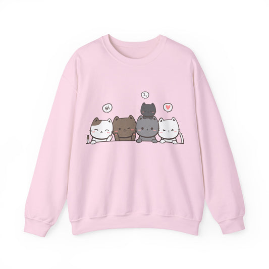 Cute Cat Crewneck Sweatshirt | Funny Animal Apparel and Kawaii Style | True North