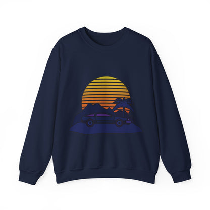 Retro Sunset Adventure Crewneck Sweatshirt | Road Trips | True North