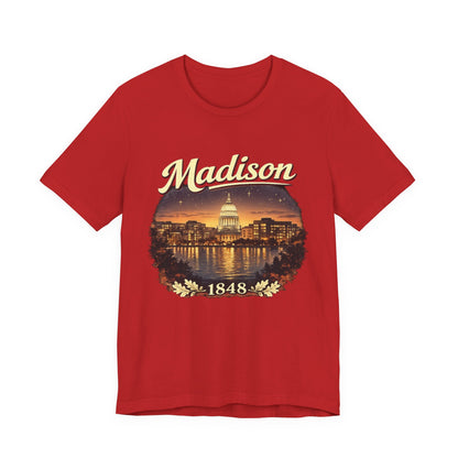 Madison Skyline T-Shirt — Vintage Capitol Night Scene (1848) JERSEY