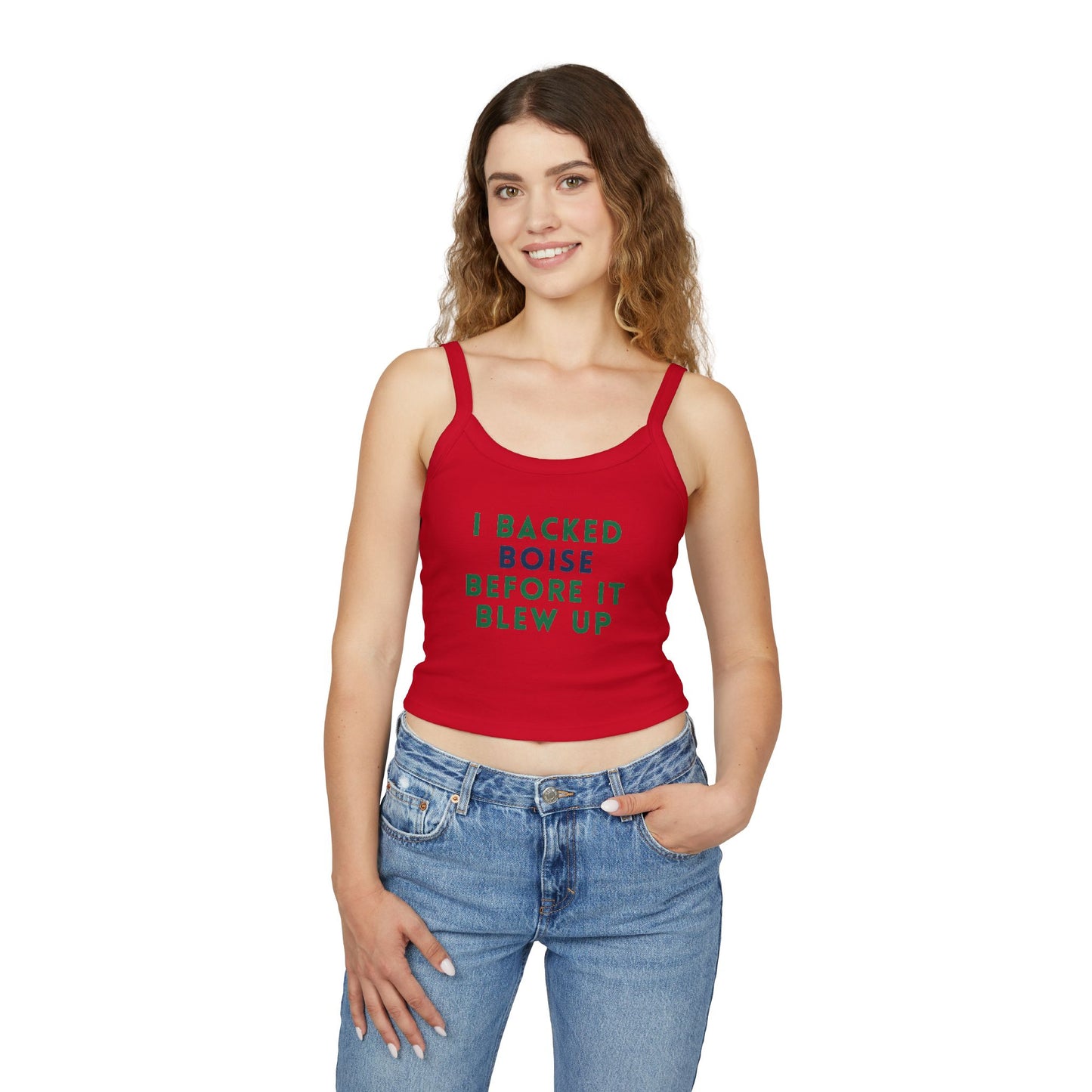 Boise Pride Tank Top — "I Backed Boise Before It Blew Up" Women's Spaghetti Strap