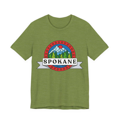 Spokane Mountain Badge T-Shirt – Scenic Riverfront Graphic Tee