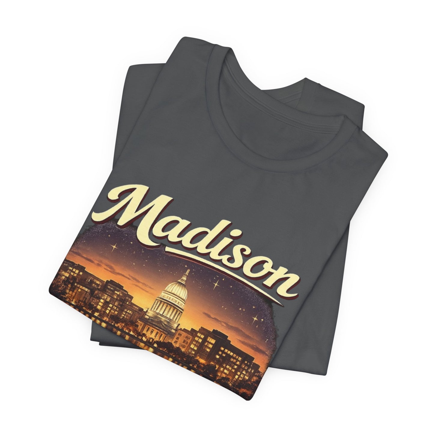 Madison Skyline T-Shirt — Vintage Capitol Night Scene (1848) JERSEY