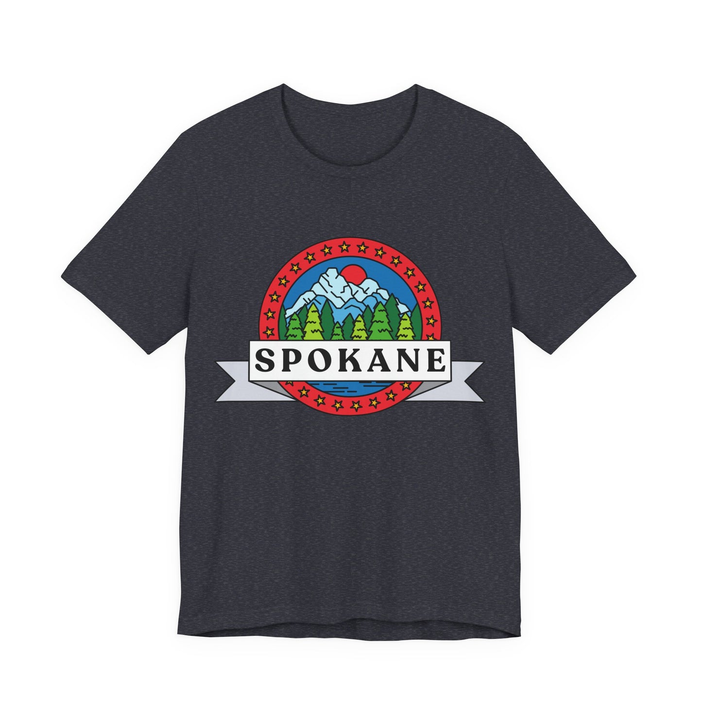 Spokane Mountain Badge T-Shirt – Scenic Riverfront Graphic Tee