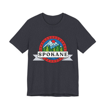 Spokane Mountain Badge T-Shirt – Scenic Riverfront Graphic Tee