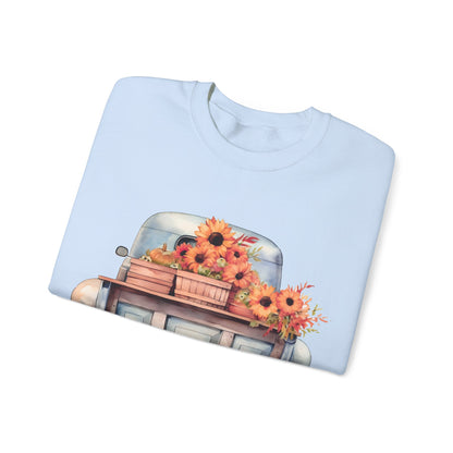 Fall Floral Truck Crewneck Sweatshirt | Autumn Apparel | True North