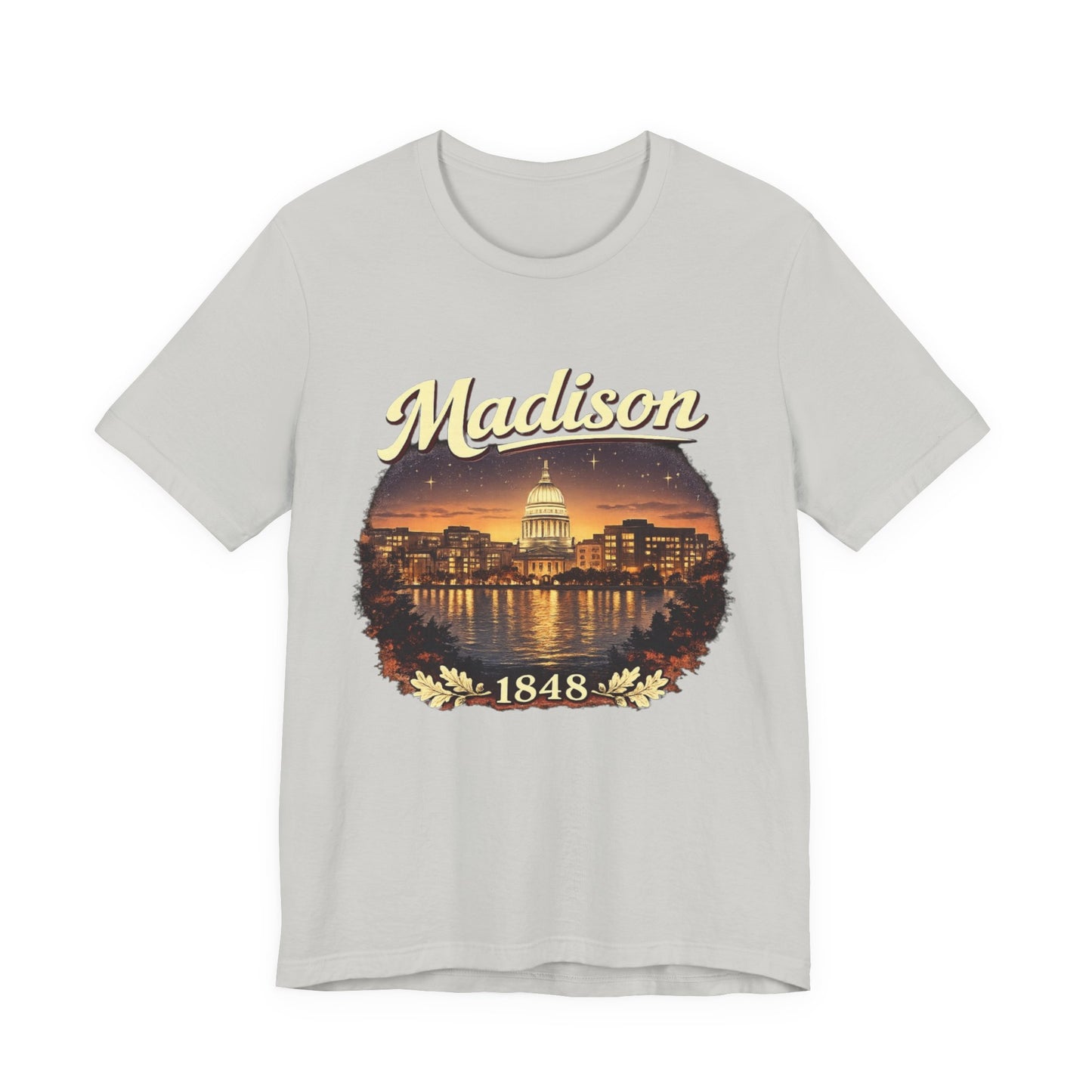 Madison Skyline T-Shirt — Vintage Capitol Night Scene (1848) JERSEY