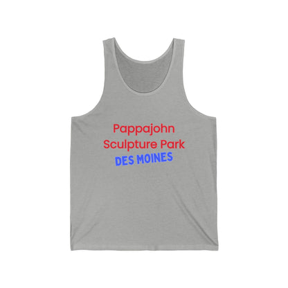 Pappajohn Sculpture Park Men/Unisex Tank Top | Retro Red & Blue Tourist Style | True North