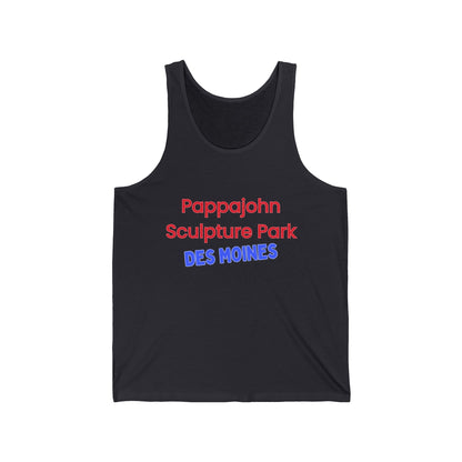 Pappajohn Sculpture Park Men/Unisex Tank Top | Retro Red & Blue Tourist Style | True North
