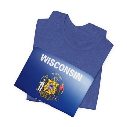 Wisconsin Flag T‑Shirt – State Pride Tee (WISCONSIN 1848) MADISON JERSEY TEE