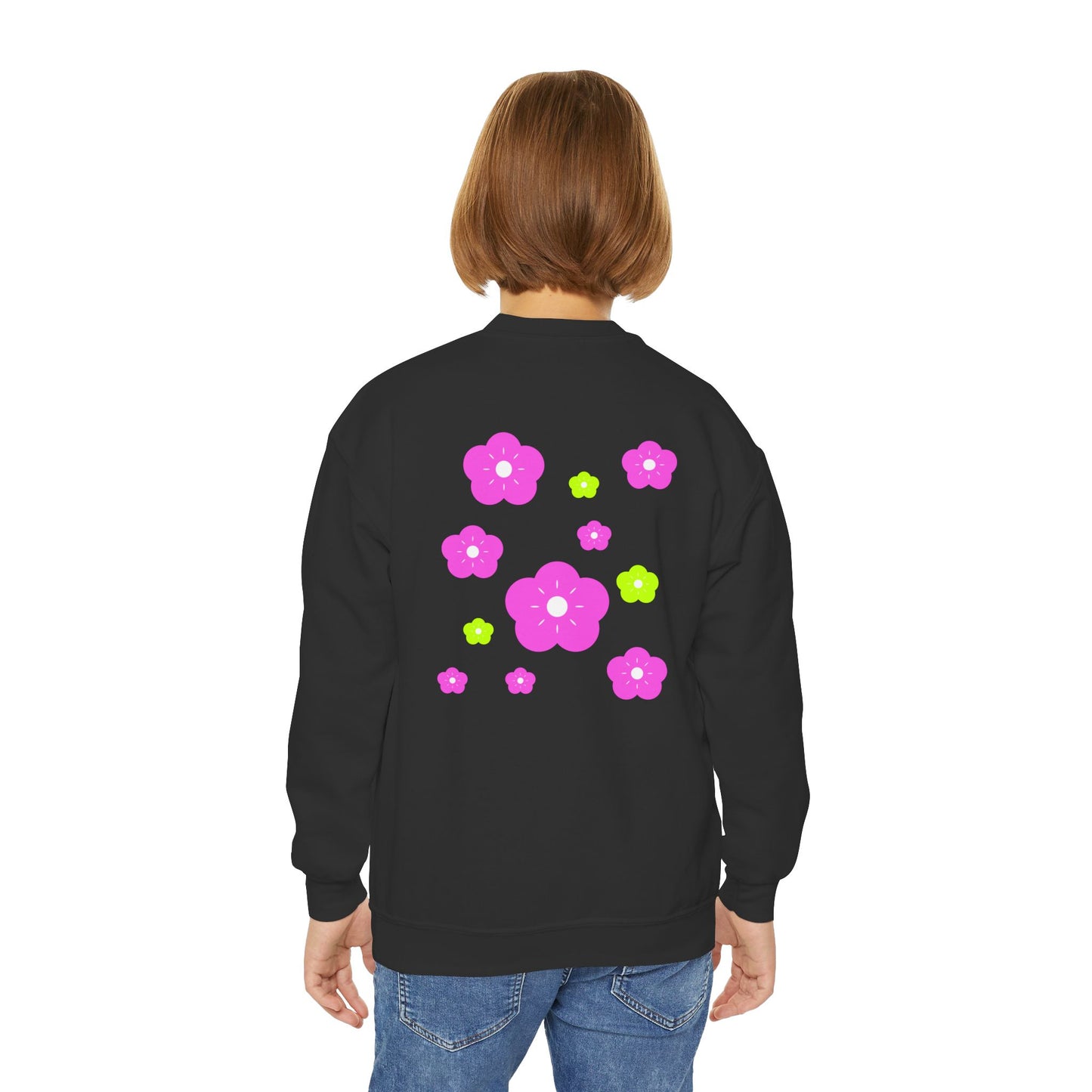 Colorful Butterfly & Flower Youth Crewneck Sweatshirt | Casual Wear | True North