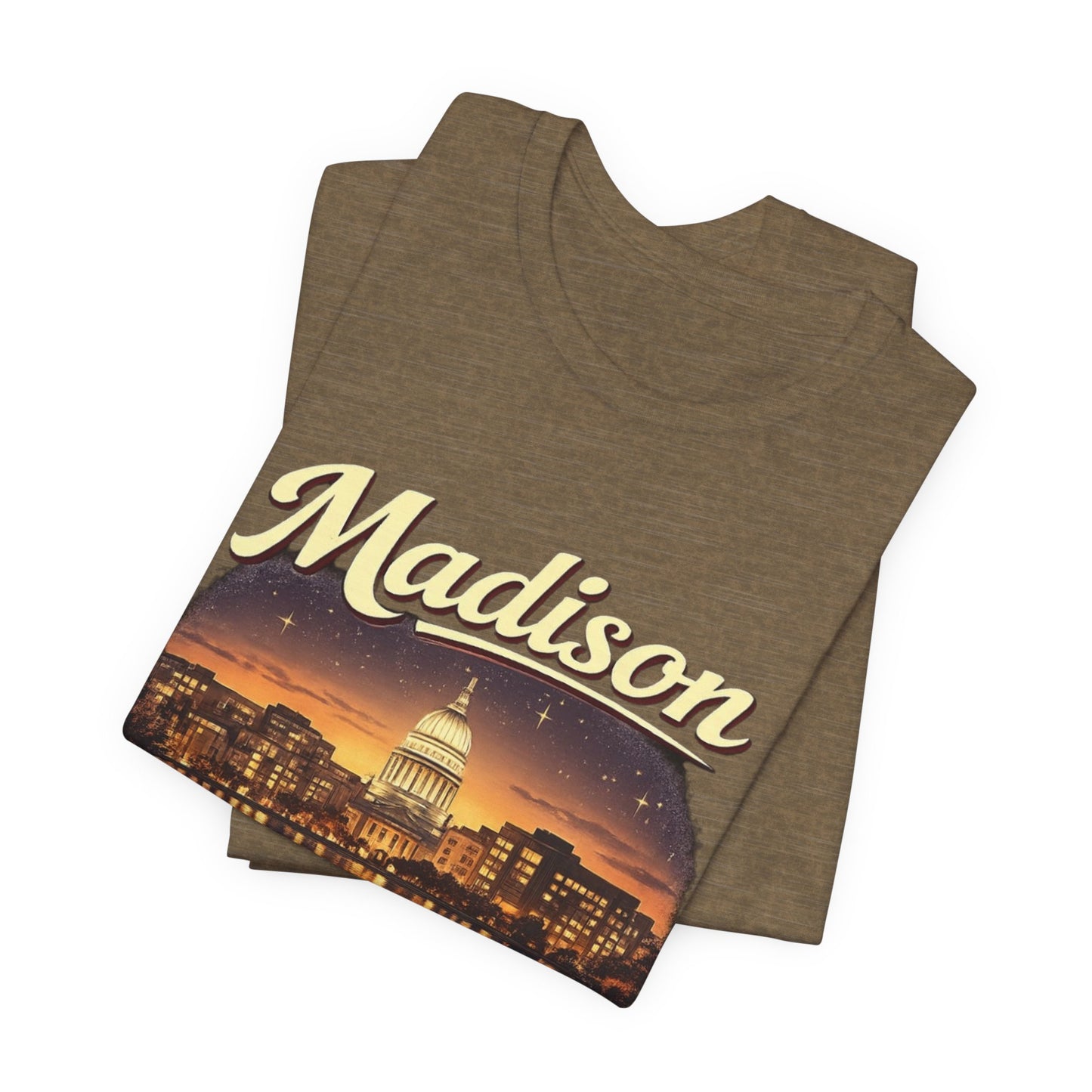 Madison Skyline T-Shirt — Vintage Capitol Night Scene (1848) JERSEY