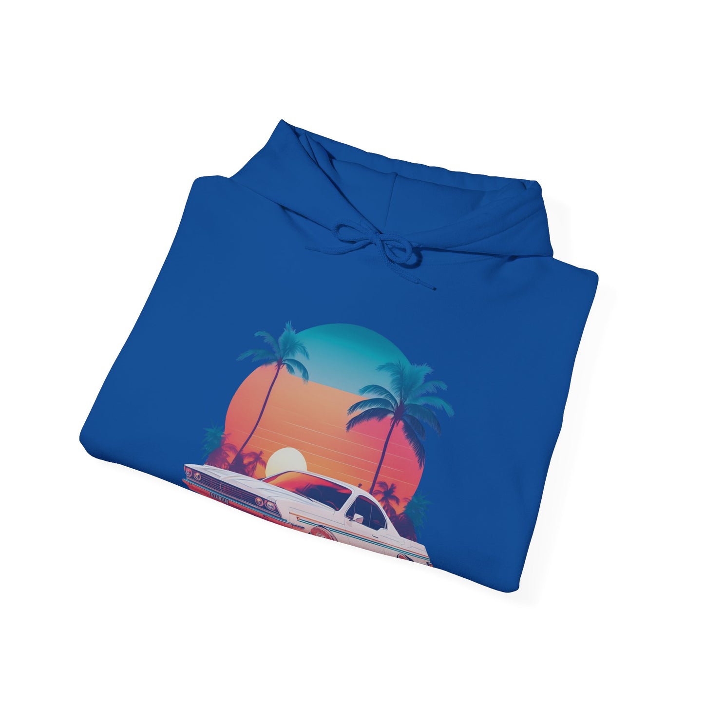 Retro Sunset Car Hooded Sweatshirt | Vintage Car Lovers | True North