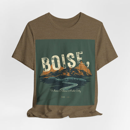 Boise Vintage Mountain Tee — Scenic River Adventure Graphic T-Shirt