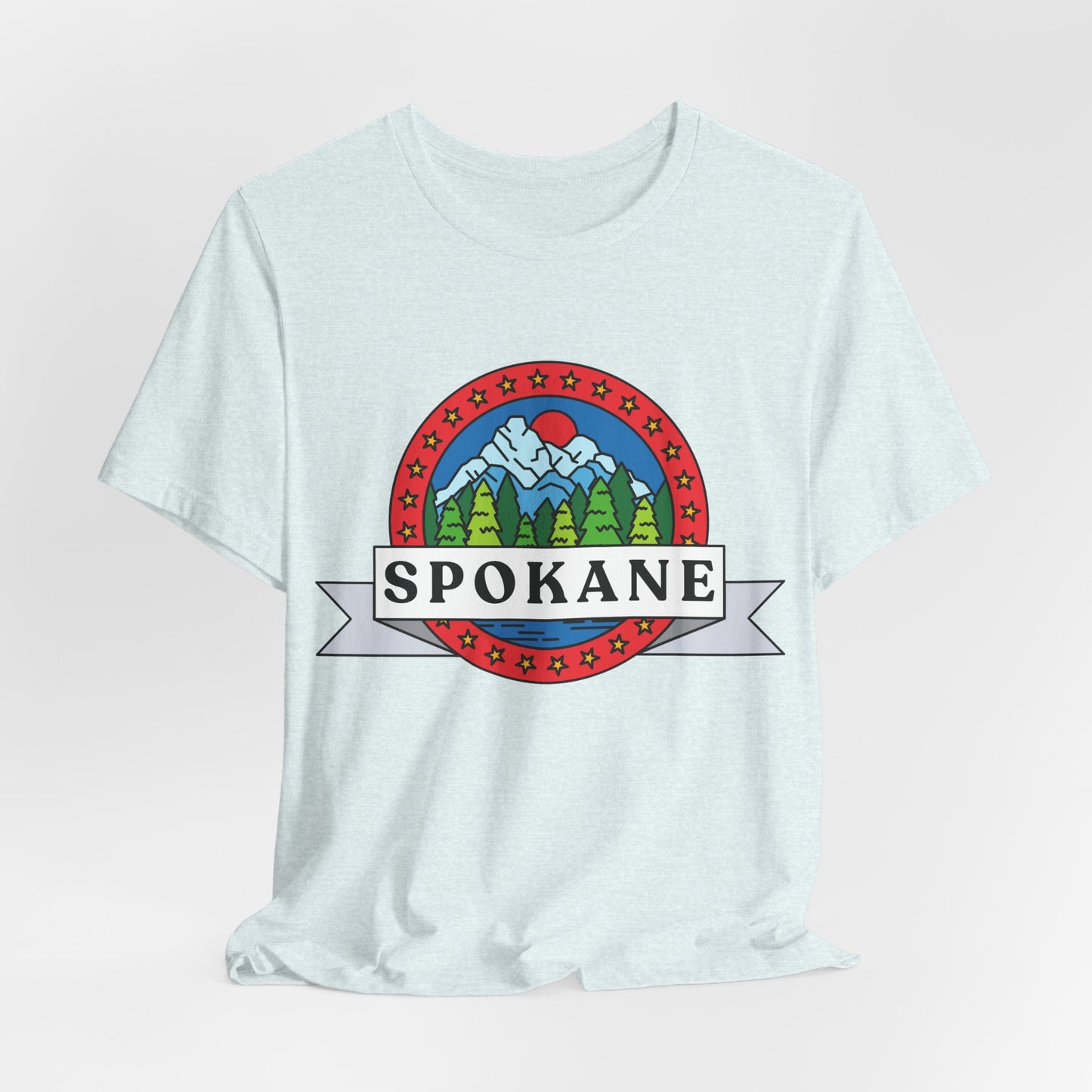 Spokane Mountain Badge T-Shirt – Scenic Riverfront Graphic Tee
