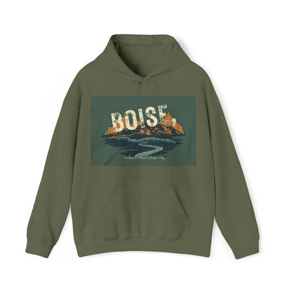 Boise Vintage Mountain Hoodie — River Scenic Outdoor Sweatshirt