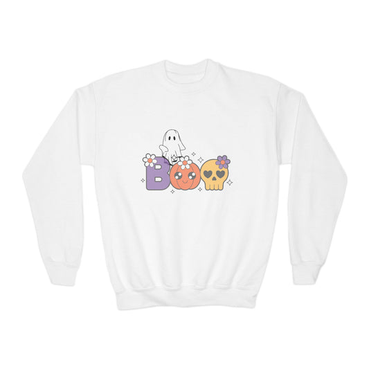 Cute Halloween Youth Crewneck Sweatshirt | BOO Graphic Sweatshirt | True North