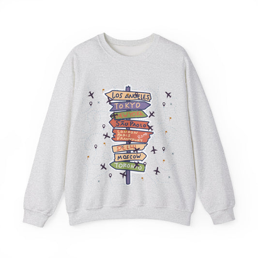 Travel Destination Crewneck Sweatshirt | Streetwear, Adventure Fashion, World Map Merch | True North