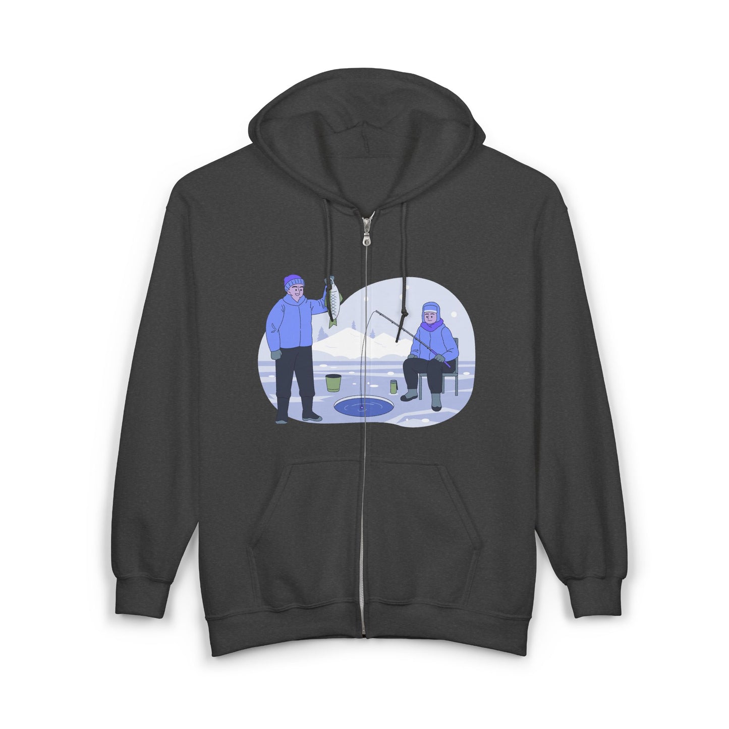 Funny Fishing Hoodie | Zip Sweatshirt for Ice Fishing & Outdoor Sports | True North