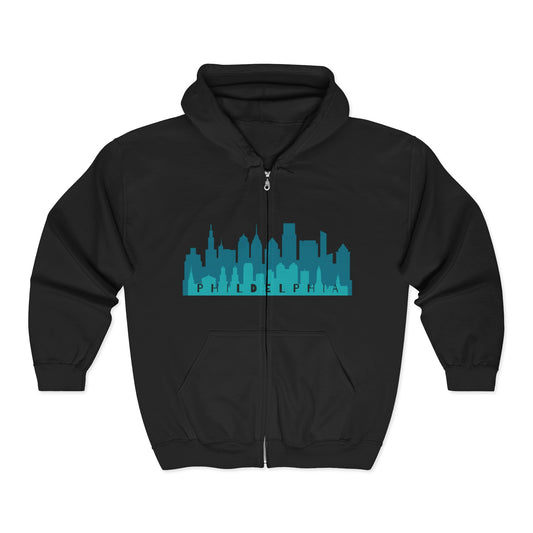Stylish Urban Hoodie | Philadelphia Skyline Zip Sweatshirt | True North