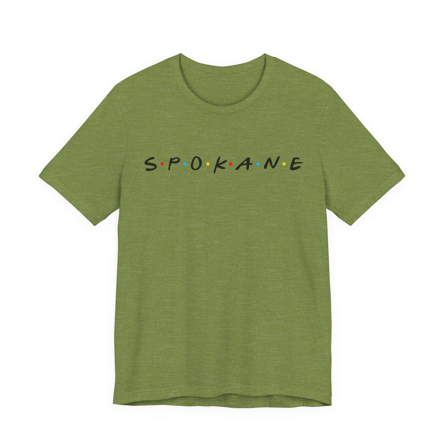 Spokane Script Tee — Retro Dotted Friend-Style City T‑Shirt