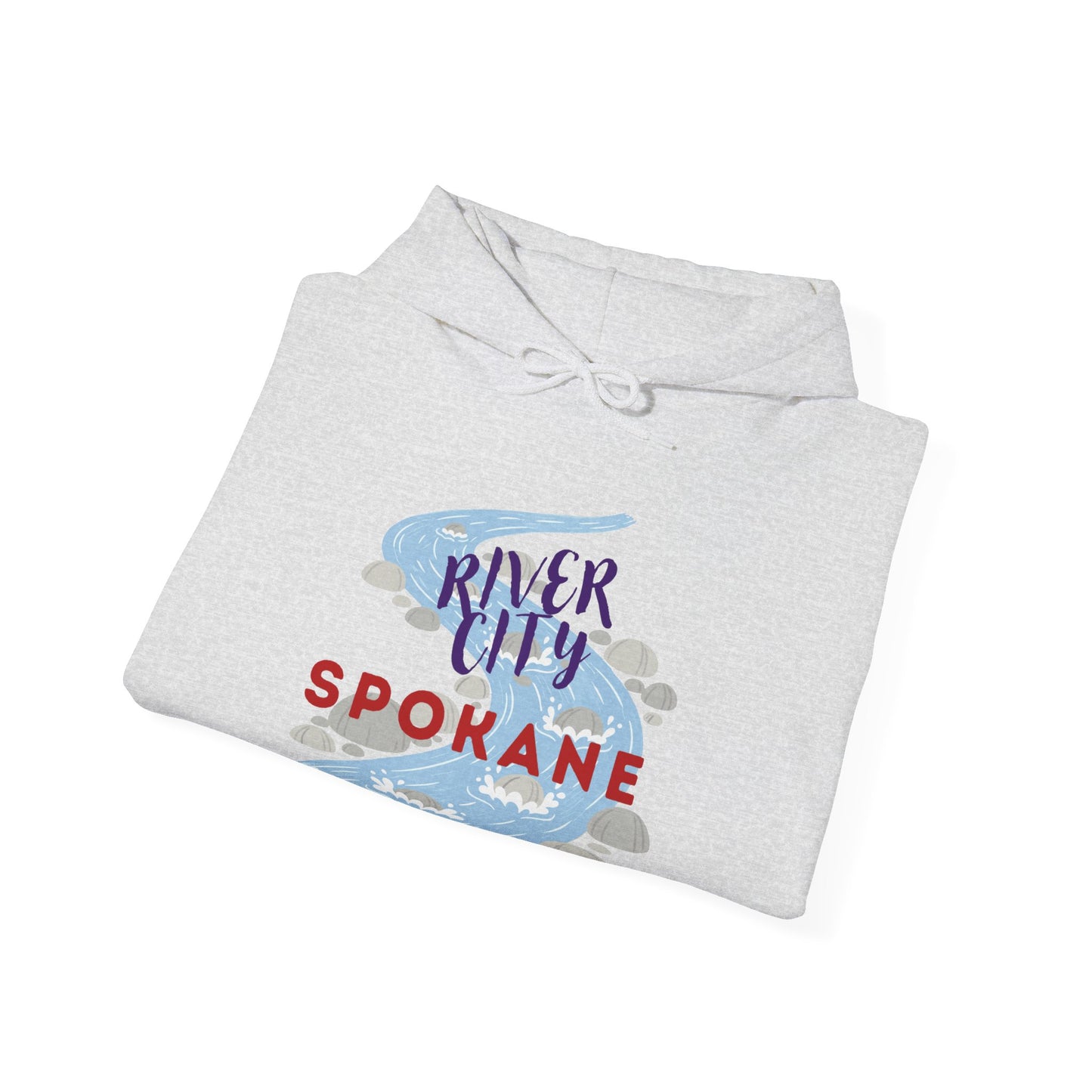 River City Spokane Hoodie - Retro Watercolor River Graphic Sweatshirt