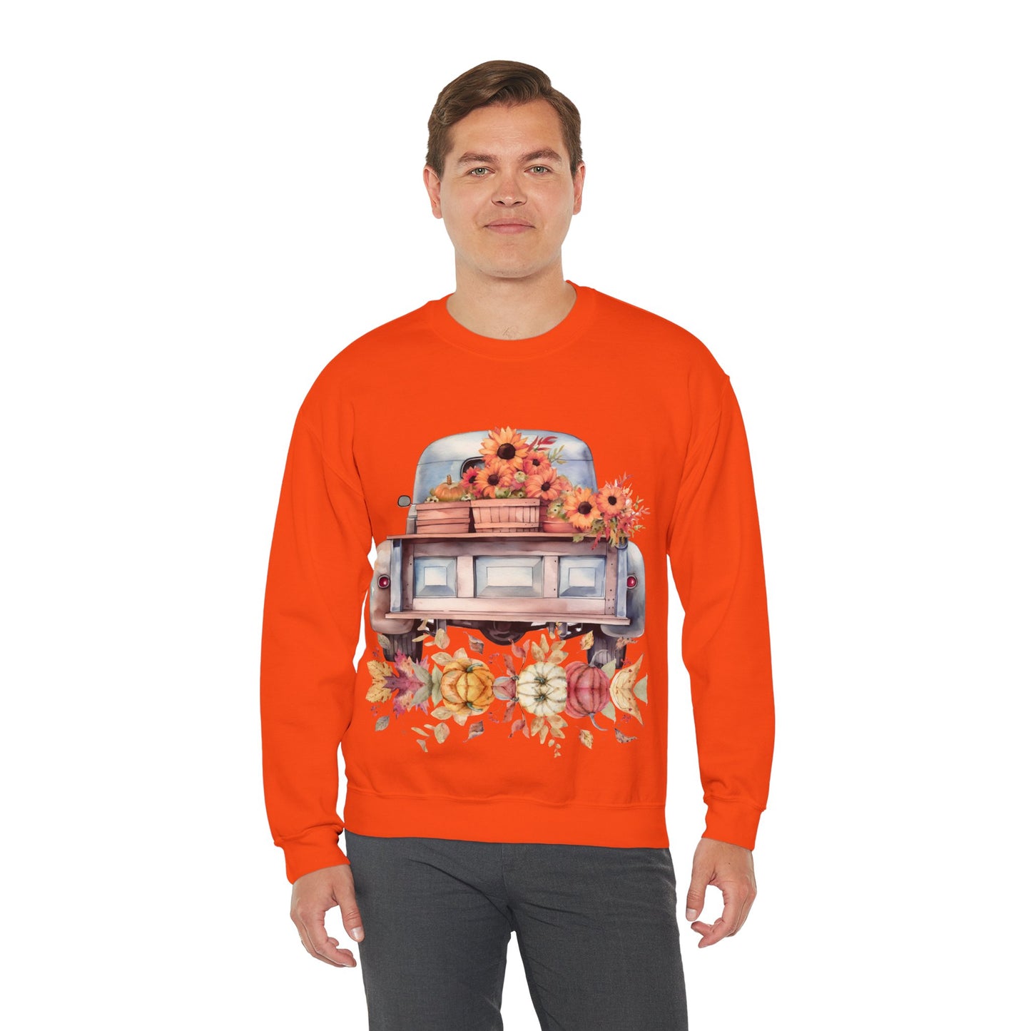 Fall Floral Truck Crewneck Sweatshirt | Autumn Apparel | True North