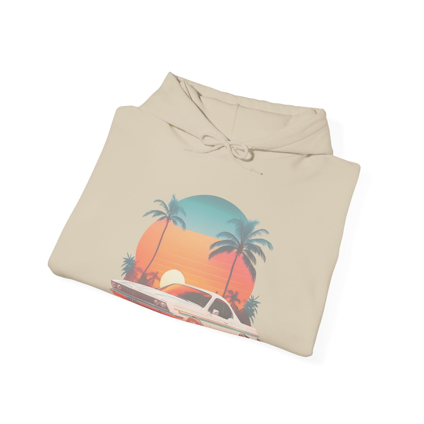 Retro Sunset Car Hooded Sweatshirt | Vintage Car Lovers | True North