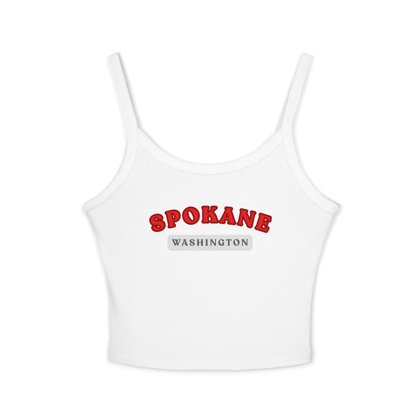 Spokane Washington Crop Tank Top — Retro Red Collegiate Graphic