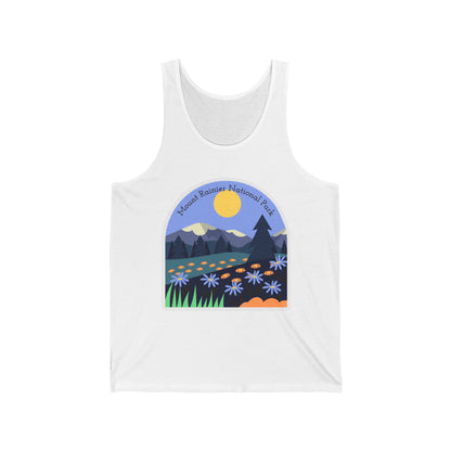 Mount Rainier National Park Men/Unisex Tank Top | Wildflower Graphic | True North