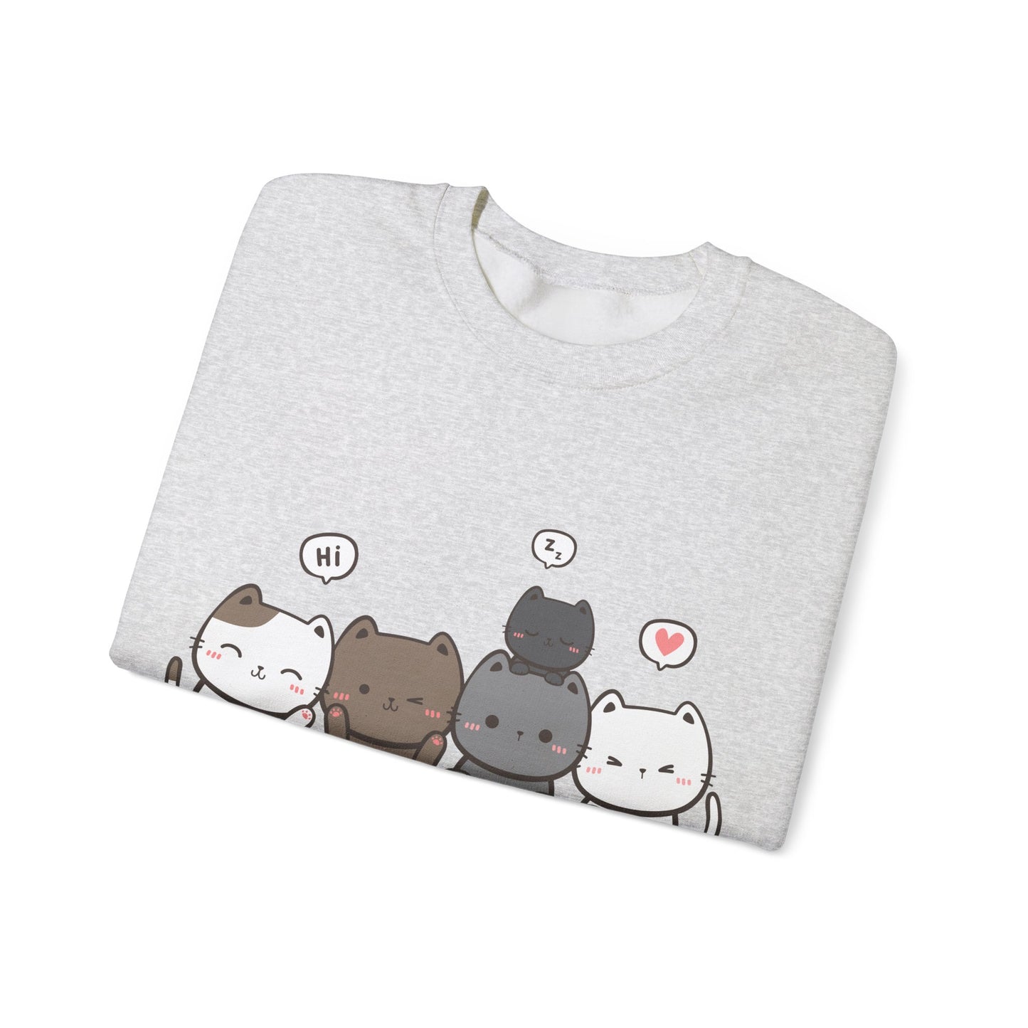 Cute Cat Crewneck Sweatshirt | Funny Animal Apparel and Kawaii Style | True North