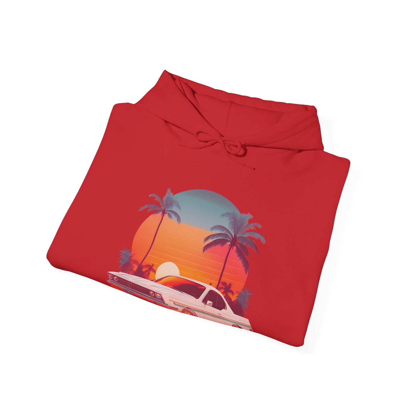 Retro Sunset Car Hooded Sweatshirt | Vintage Car Lovers | True North