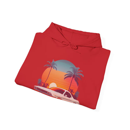 Retro Sunset Car Hooded Sweatshirt | Vintage Car Lovers | True North