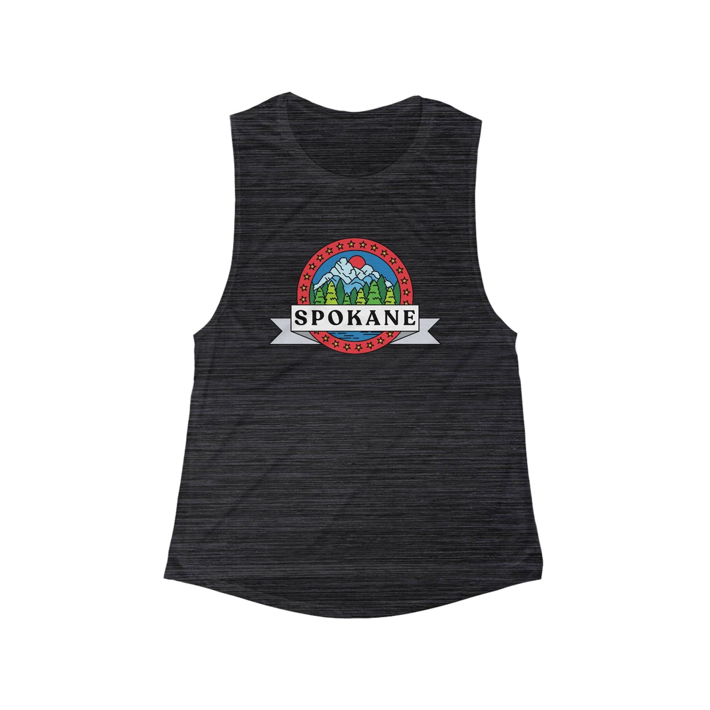 Spokane Retro Mountain Badge Tank Top — Women's Scoop Muscle Tank