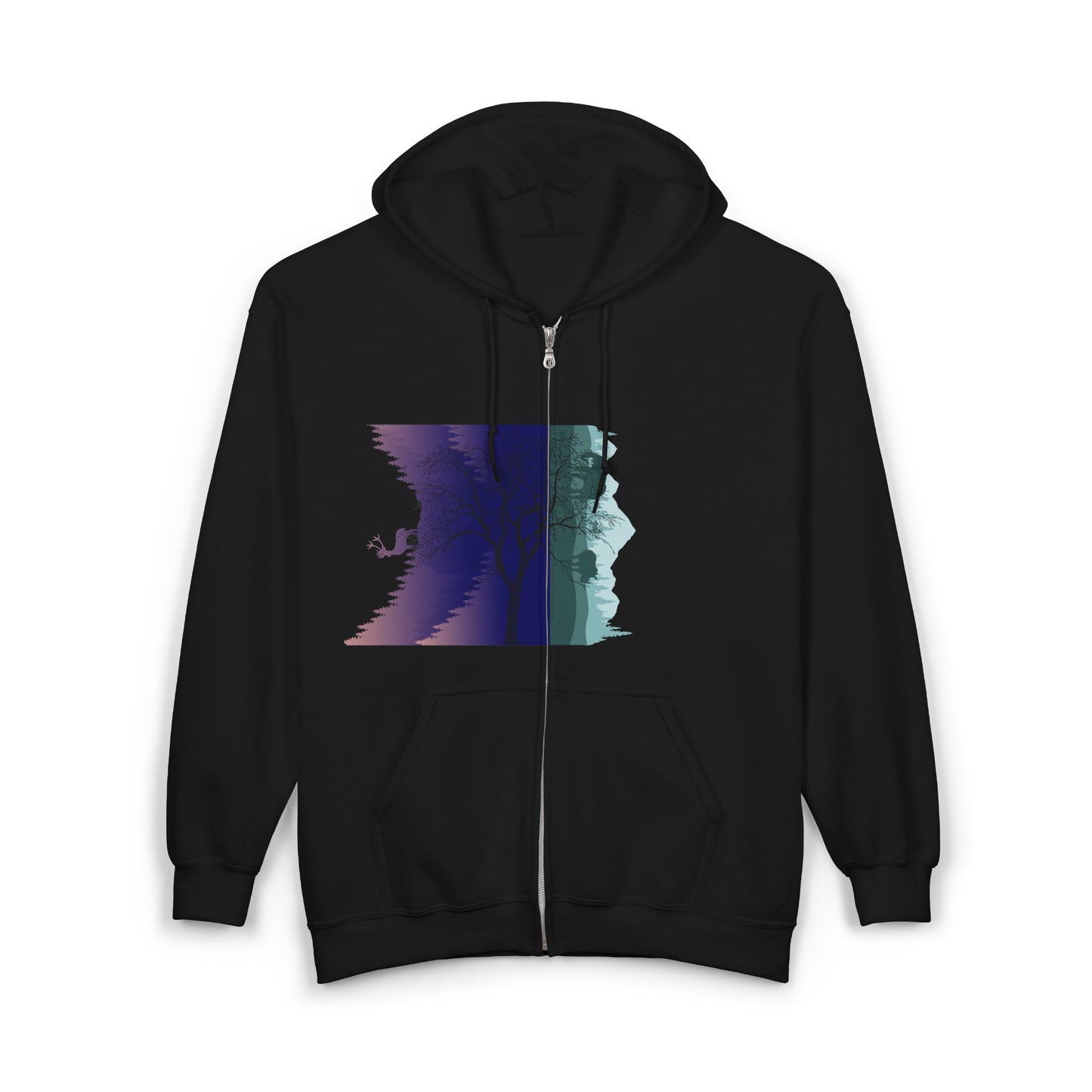 Glitch Art Zip-Up Hoodie | Graphic Sweatshirt | True North