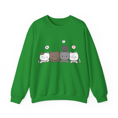 Cute Cat Crewneck Sweatshirt | Funny Animal Apparel and Kawaii Style | True North