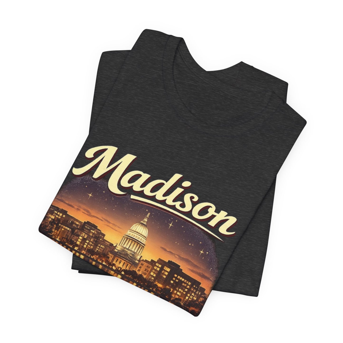Madison Skyline T-Shirt — Vintage Capitol Night Scene (1848) JERSEY