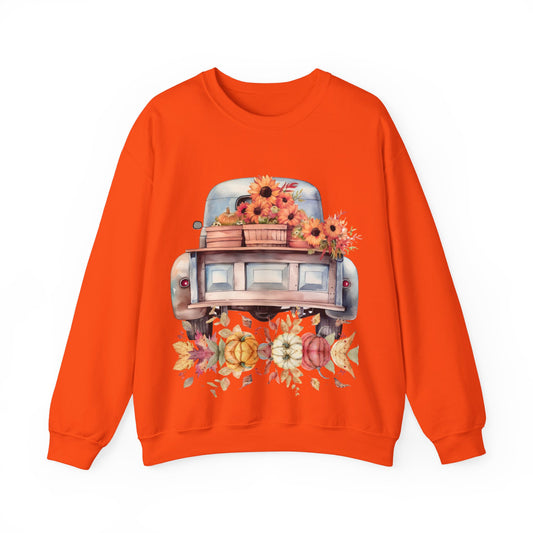 Fall Floral Truck Crewneck Sweatshirt | Autumn Apparel | True North