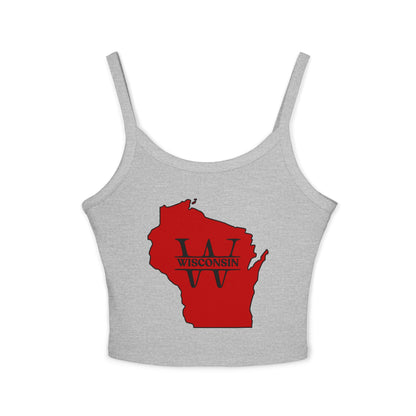 Wisconsin Map Women Spaghetti Tank Top | Soft Cotton | True North