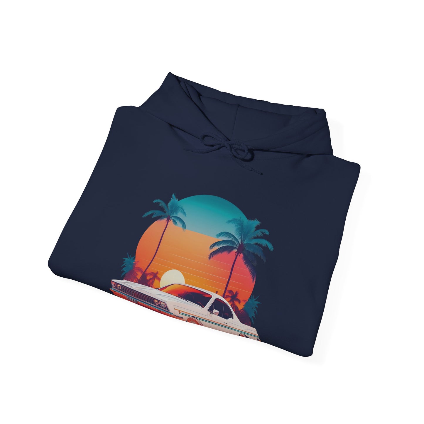 Retro Sunset Car Hooded Sweatshirt | Vintage Car Lovers | True North
