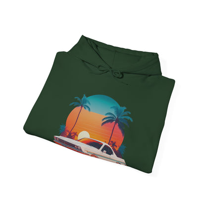 Retro Sunset Car Hooded Sweatshirt | Vintage Car Lovers | True North