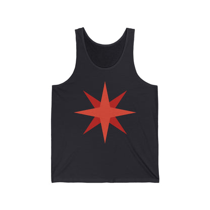Red Eight-Point Star Men/Unisex Tank Top | Modern Minimal Graphic | True North