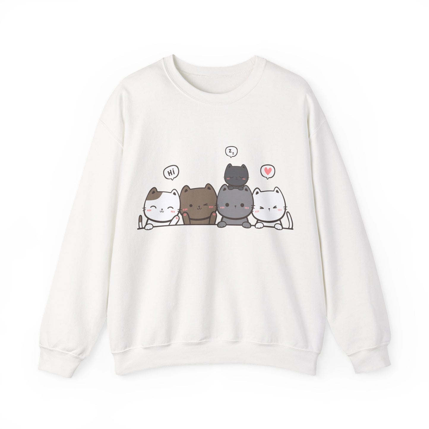 Cute Cat Crewneck Sweatshirt | Funny Animal Apparel and Kawaii Style | True North