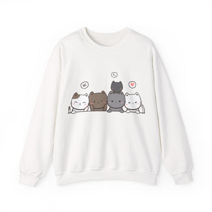 Cute Cat Crewneck Sweatshirt | Funny Animal Apparel and Kawaii Style | True North